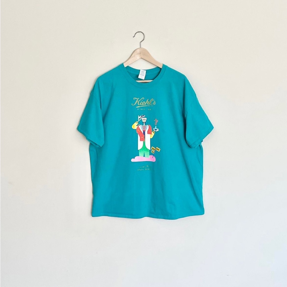 Kiehl’s Since 1851 Colorful Skeleton Limited Edition Teal T Shirt Adult XL RARE